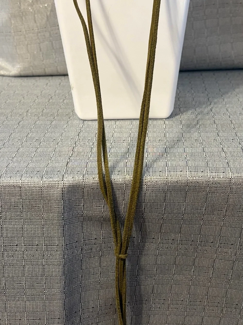 Brass Lotus Earrings & Olive Suede Necklace Set